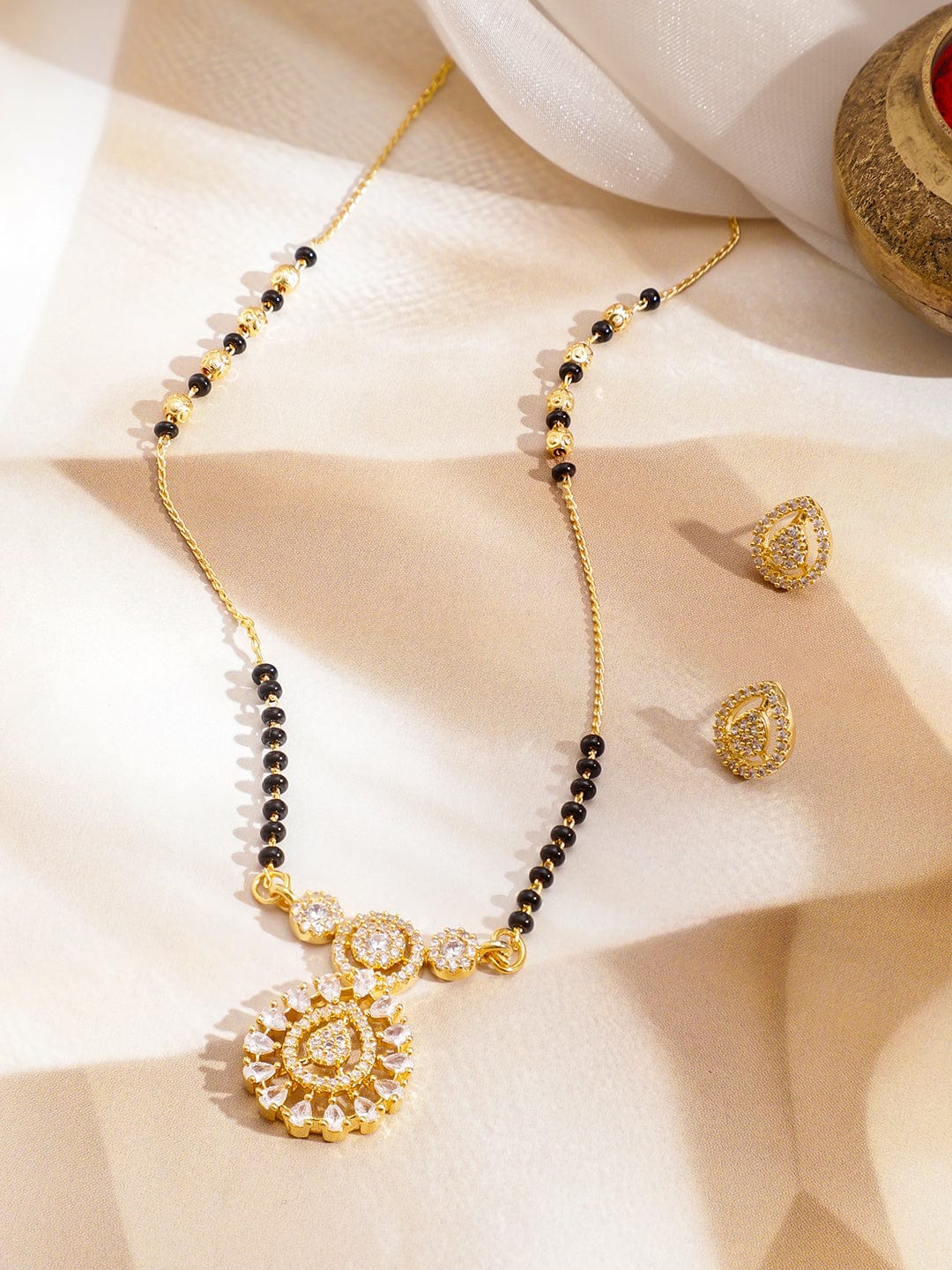 rubans-22k-gold-plated-black-beaded-mangalsutra-set-with-cubic-zirconia-penda