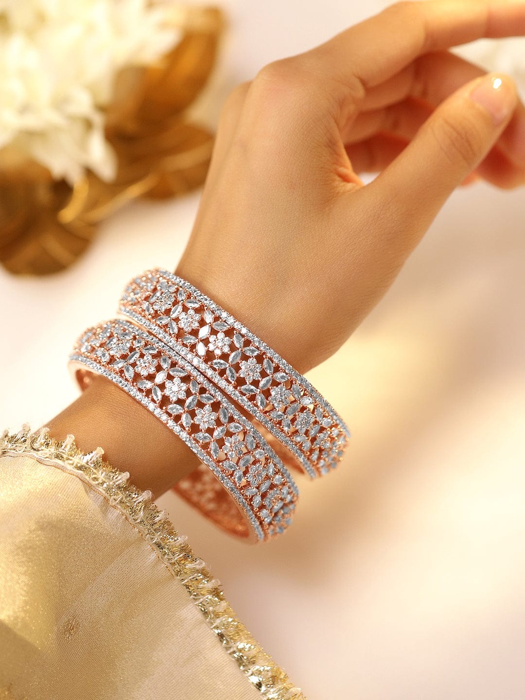rubans-set-of-2-22k-rose-gold-plated-zirconia-stone-studded-bangles-floral-design-bangles-bracelets-1152446462