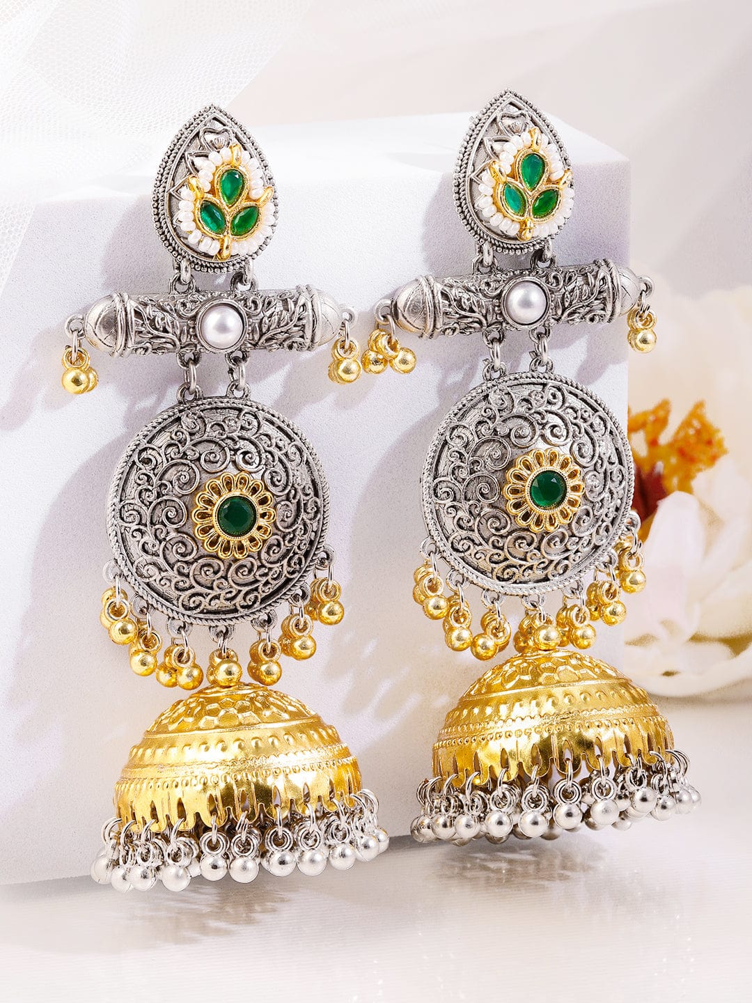 rubans-silver-gold-dual-plated-oxidized-long-emerald-green-stone-with-gol (2)